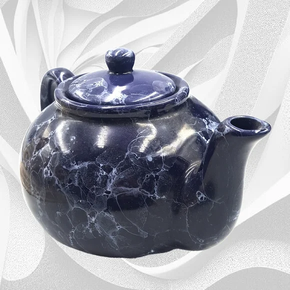 Elegant Blue Marble Teapot - Picture 4 of 9